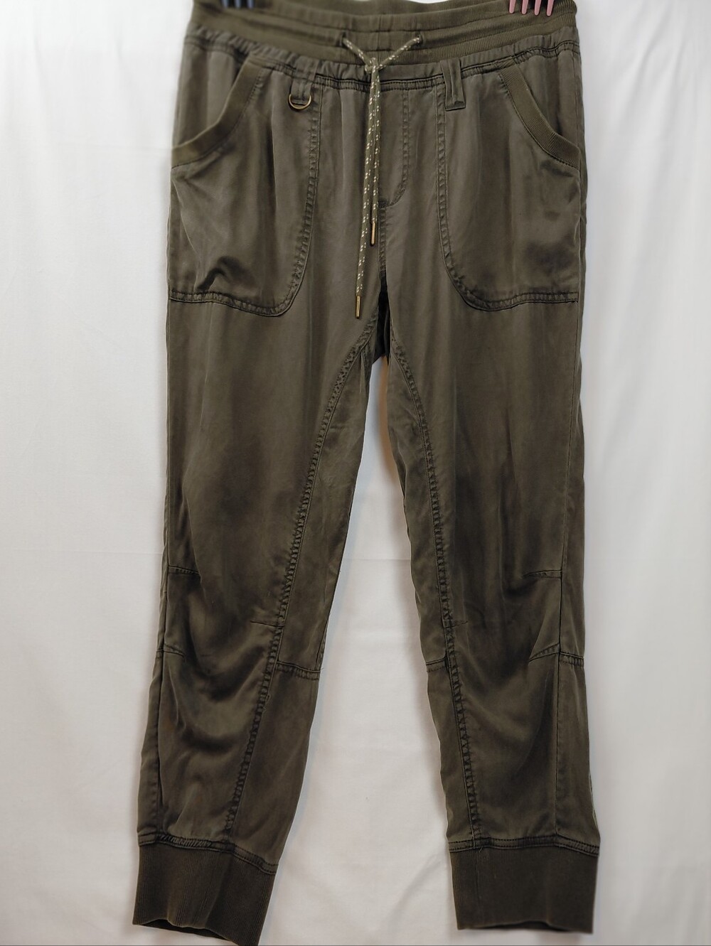 Pilcro‎ Lyocell Easy Pants Women's Size S Olive Green Elastic Drawstring Waist